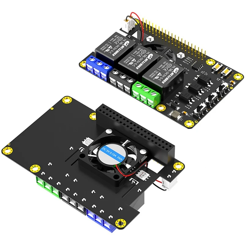 Moduł rozszerzeń płytki przekaźnika zasilania z podwójnym wentylatorem chłodzącym Automatyczna zmiana koloru LED dla Raspberry Pi A+ 3A+ B+ 2B 3B+ 4B