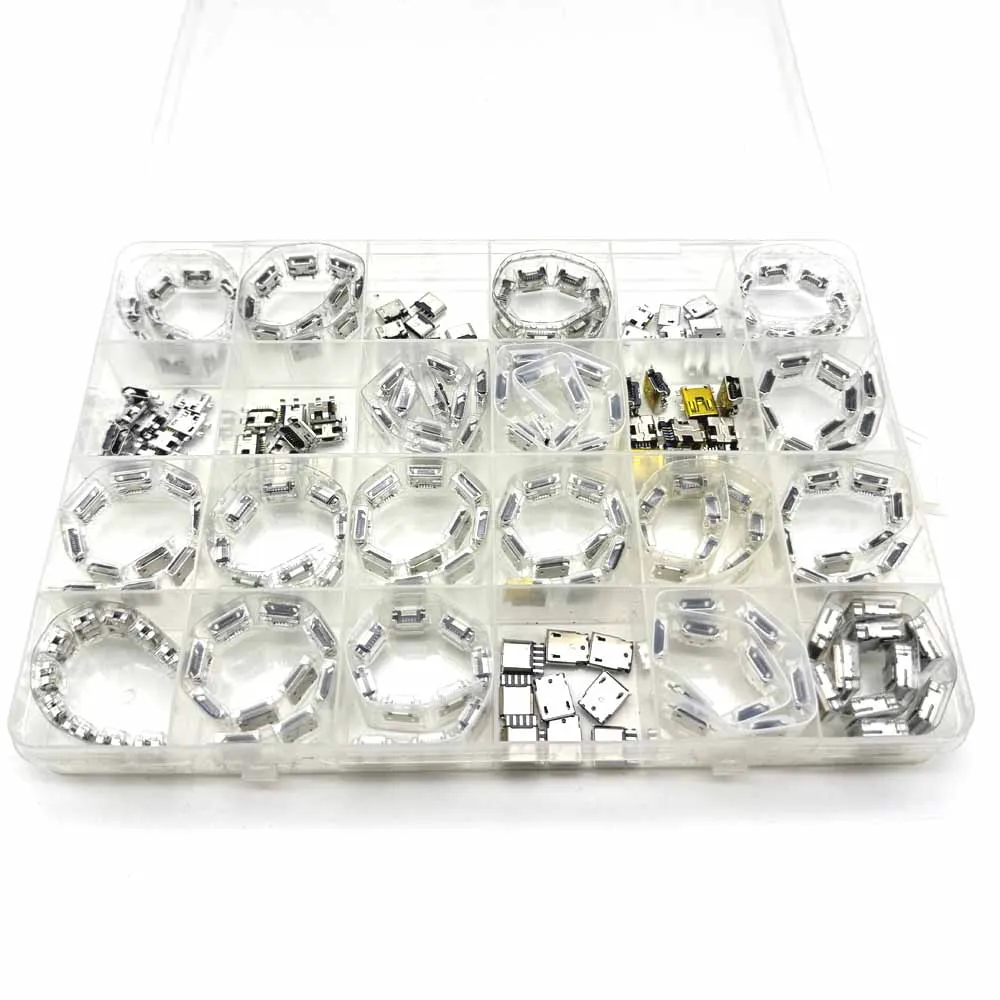 240 Teile/Satz 24 Modelle Micro Mini USB Typ B 5-Pin Buchse Rechtwinklig DIP Jack Stecker Plug-in Connector view 4