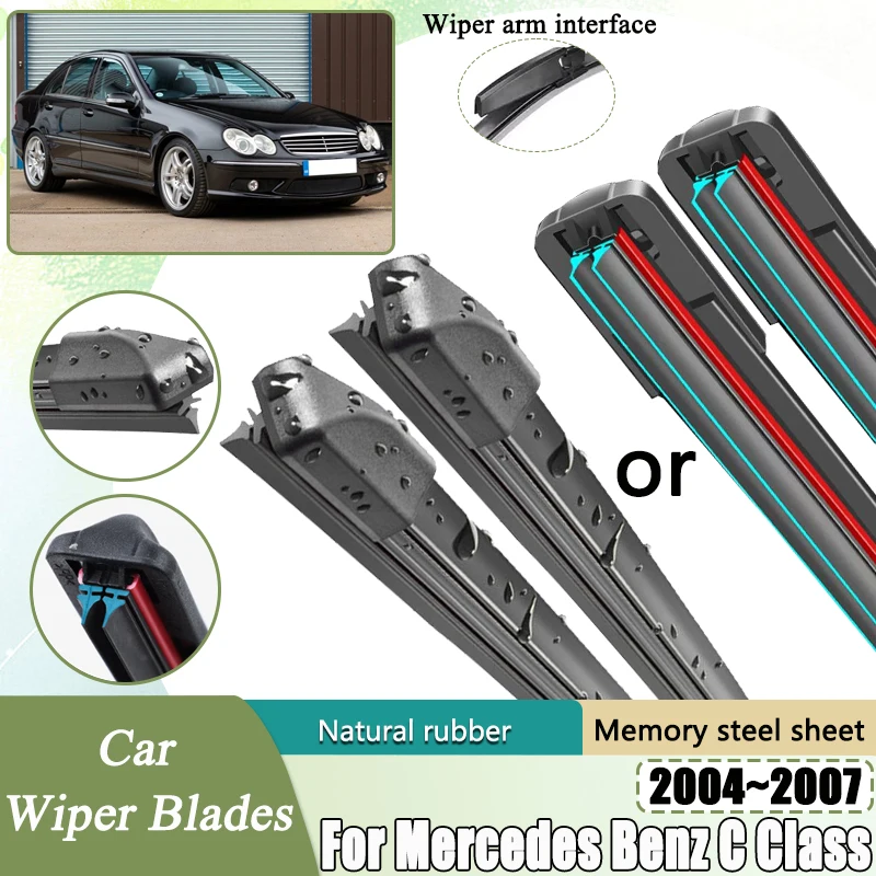 

Front Wiper Blades For Mercedes Benz C Class W203 2004 2005 2006 2007 Double Rubber Window Windshield Windscreen Car Accessories