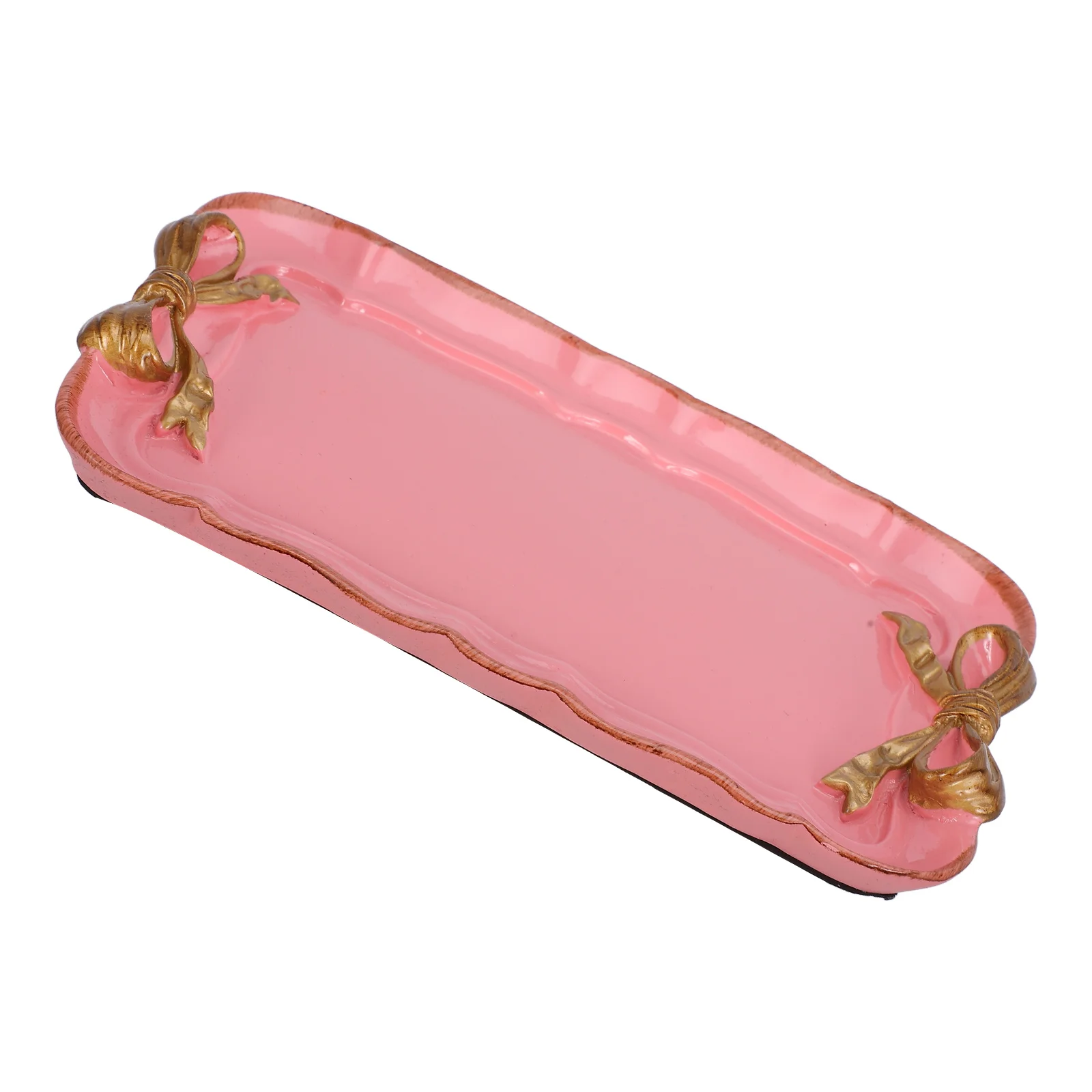 

Sweet Dessert Tray Pink Retro Bowknot Design Hand-Painted Resin Jewelry Holder for Cake Snacks Photo Props Macaron Color