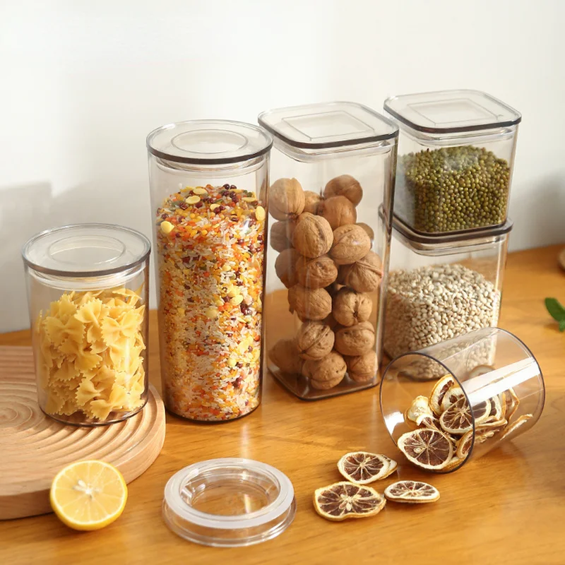 

Creative Food Sealed Jar Transparent Plastic Storage Jar Kitchen Grain Storage Box Refrigerator Food Tank Jam Honey Bottle Decor