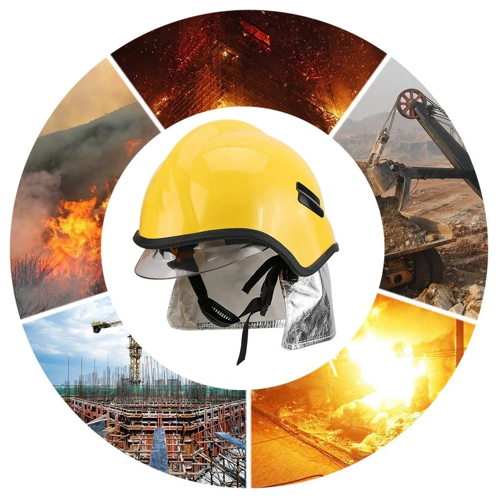 Yellow Color Helm Pemadam Protective Fireproof Firefighter Safety Helmet Anti-corrosion Radiation Heat Resisting Polycarbonate