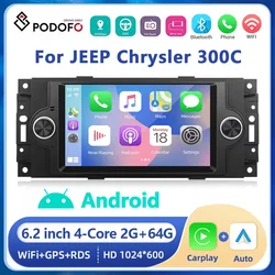 Podofo Car Android Radio 7inch For Jeep Cherokee Dodge Chrysler 300C Carplay Android auto Radio Bluetooth Navigation WIFI RDS