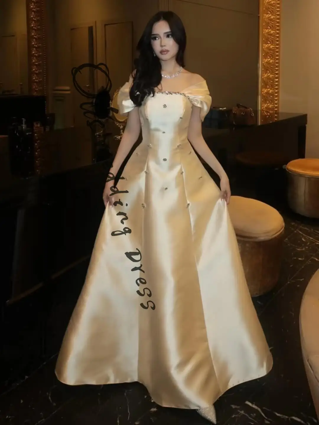 

customized Off The Shoulder Sleeveless Prom Dresses Floor Length Pleated Beadings Party Gowns Evening Dresses