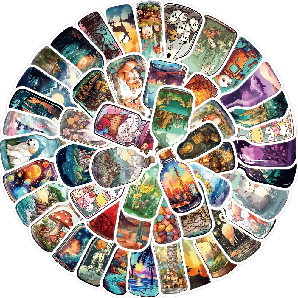 大きな世界のステッカー、50個、かわいい、ビニール、美的、防水、ラップトップ、水筒、スケートボード、コンピューター用