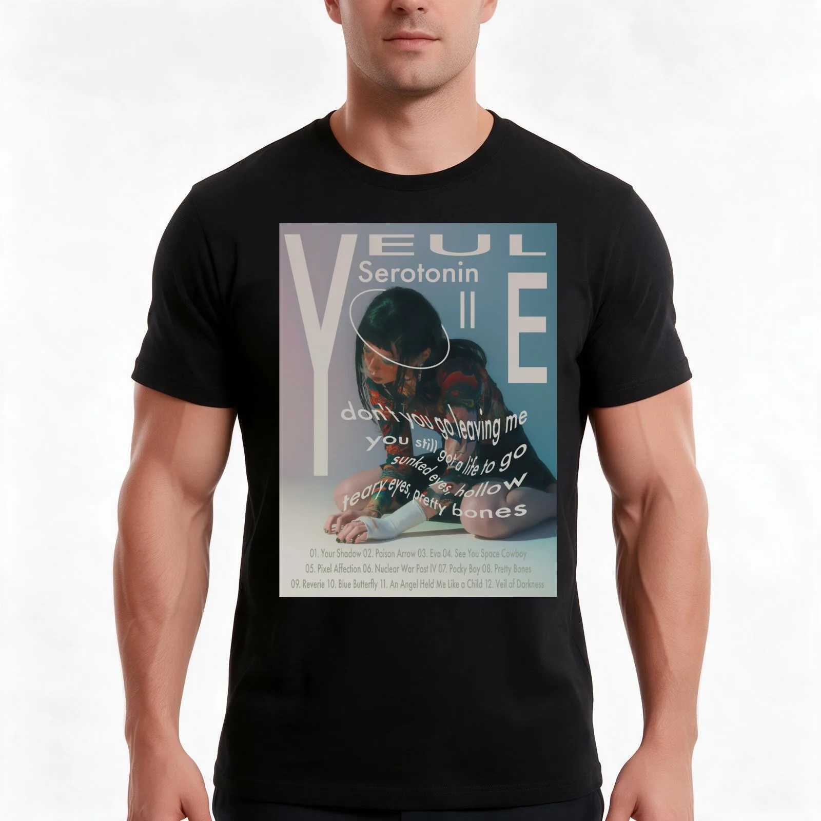 Yeule Serotonin II Fan Poster T-Shirt, Summer Casual Cotton Tee, Oversized Streetwear Tops, Vintage Graphic Print, 100% Cotton
