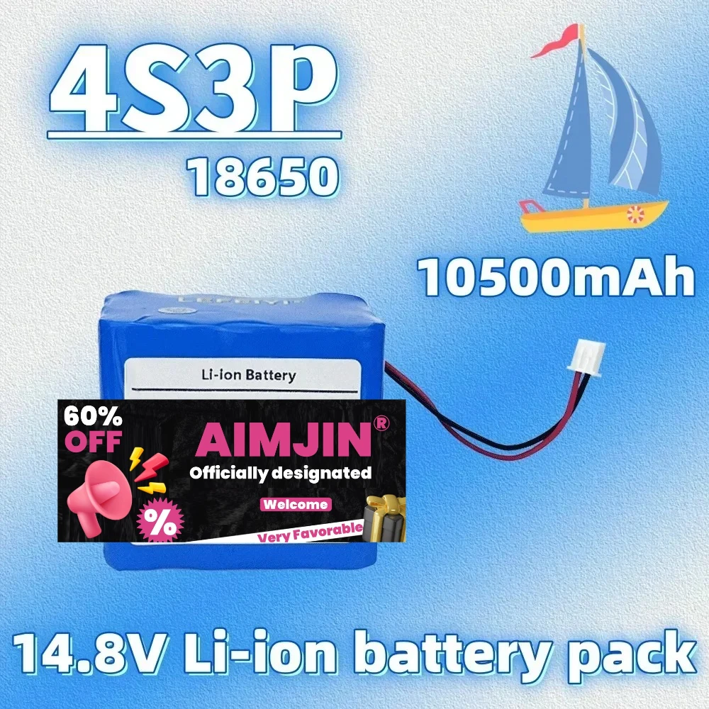 

Best Seller 4S3P 14.8V 10.5Ah Rechargeable Li-ion 18650 Battery Pack for Night Fishing Lamp Heater Miner's Lamp Amplifier Etc
