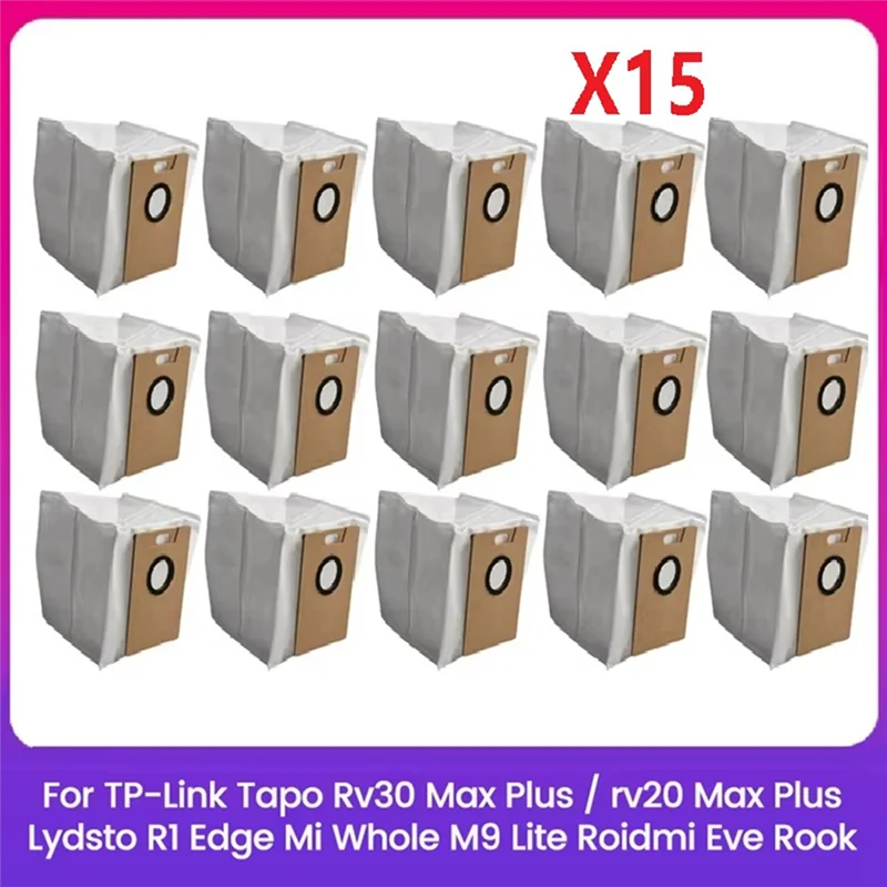 B99A-Dust Bag For TP-Link Tapo RV30 Max Plus/RV20 Max Plus/Lydsto R1 Edge/Miwhole M9 Lite/Roidmi Eve Rook Vacuum Parts 15PCS