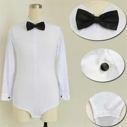 Mangas compridas criança latina camisa meninos dança topos meninos branco salão de dança roupas salsa/cha cha/rumba dança roupas