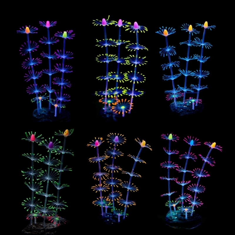 

Silicone Coral Ornaments Aquarium Decor Artificial Seaweed Glow Ornament Dropship