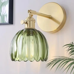 Vintage Green Tulip Glass Wall Lamp Shade Living Room Bedroom Door Lamp Bedside Lights