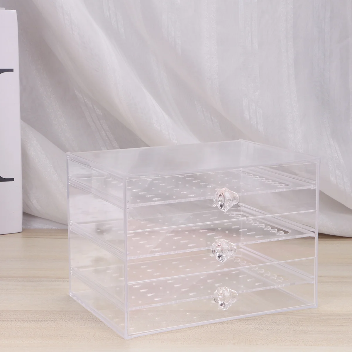 

3 Layers 30 Slots Acrylic Earring Display Box Storage Organizer Desktop Jewelry Case For Craft Supplies Earrings Display Box