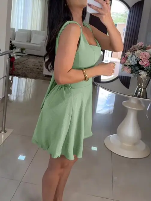 Macacão feminino 2026 verão fino ajuste novo pescoço quadrado casual simples sem costas rendas até suspender macacão adequado para uso diário