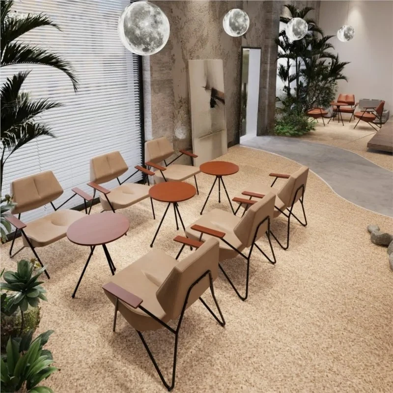 Frame Couch Café Chairs Elegant Elegant Coffee Shop Milk Tea Shop Complete Sets of Tables and Chairs Combination Iron