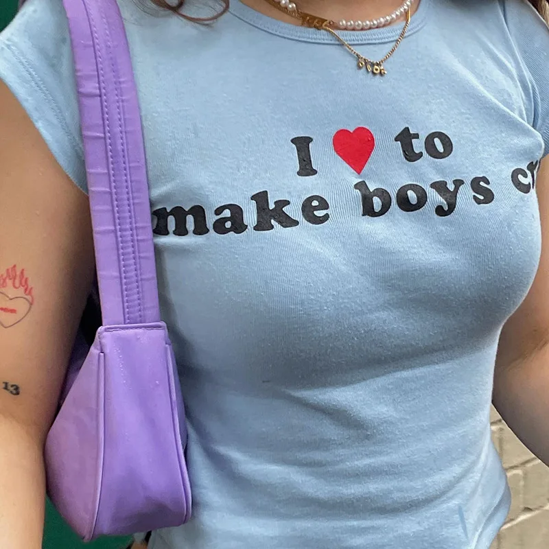 T-Shirt à Manches Courtes pour Fille, Haut Court, Décontracté et Mignon, Style Harajuku, Streetwear, Été 2022, Y2k