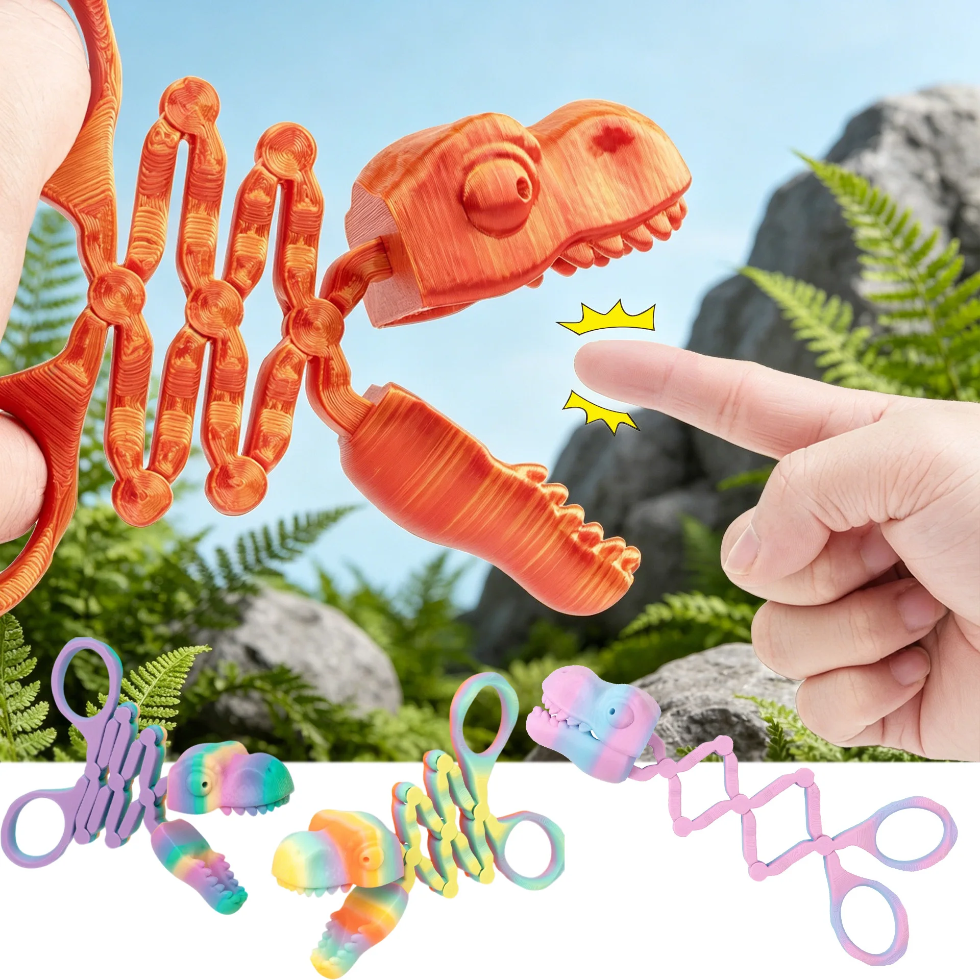 3D Printed Dinosaur Multi-joint Movable Model Retractable Clip Stress Relief Toys Creative Gifts Fidgets Toys Kid Fidget Spinner