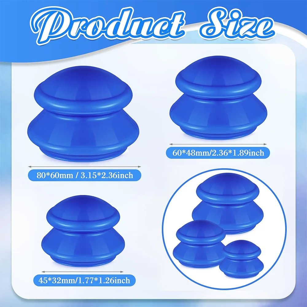 Grippopso 3/6 Pcs 3 Sizes Cupping Therapy Set Silicone Cupping Massage Cups Professional Cup Vacuum for Body Muscle Nerve