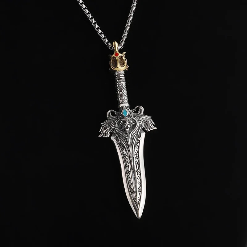 The Lion King's Sword of The Brave Pendant Men's Domineering Personality Trendy Men's Necklace Retro Sword Amulet Pendant