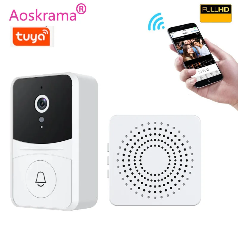 Aoskrama Tuya X7 HD Wireless Video Doorbell Smart WiFi Security Monitor Low-power Dissipation Night Vision Intercom Door Bell