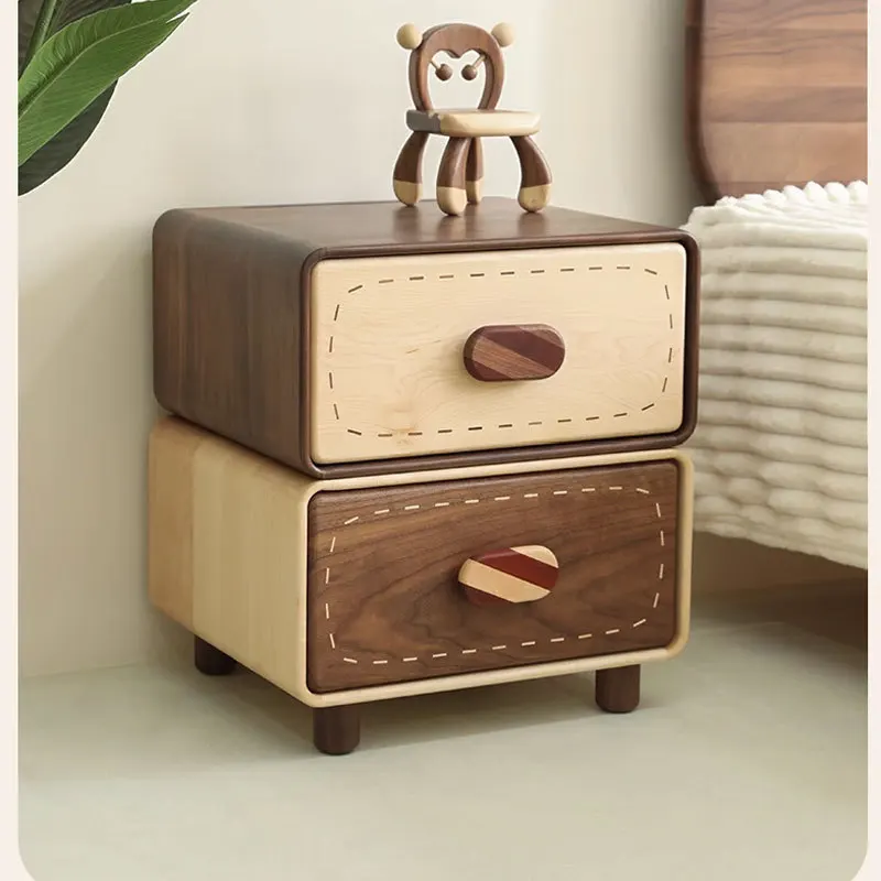 

North American black walnut cartoon children's full solid wood candy bedside table boys and girls