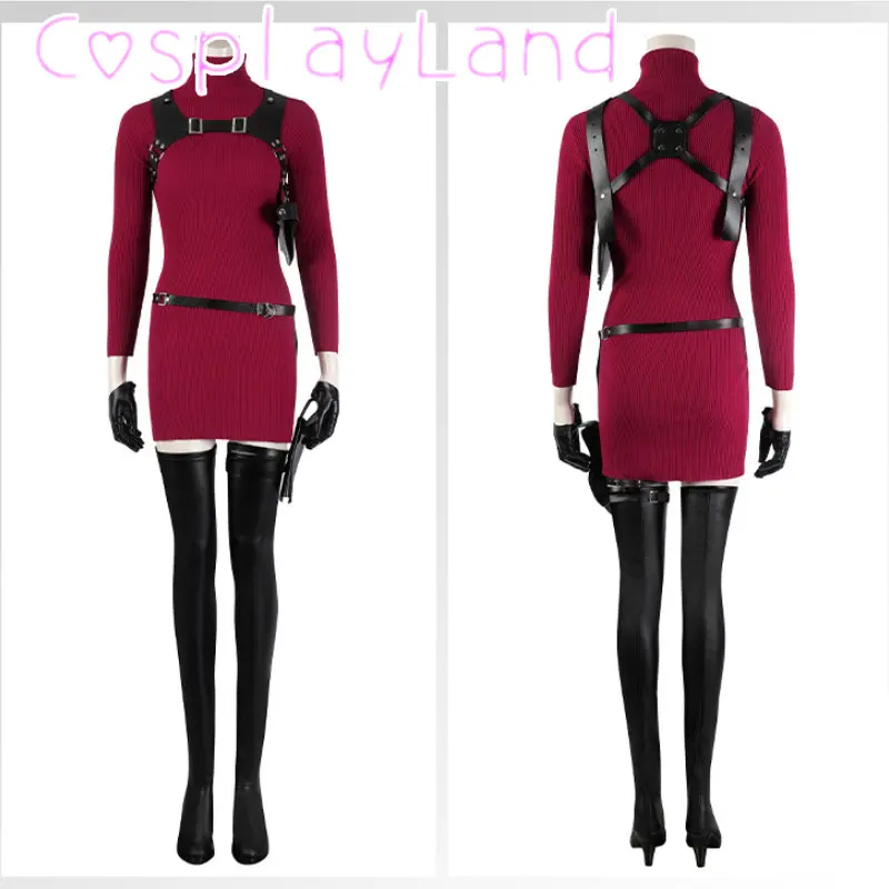 

Resident 4 Ada Wong Evil Cosplay Costume Dress for Women Outfits Halloween Carnival Disguise Suit for Adult Girls Red Dress