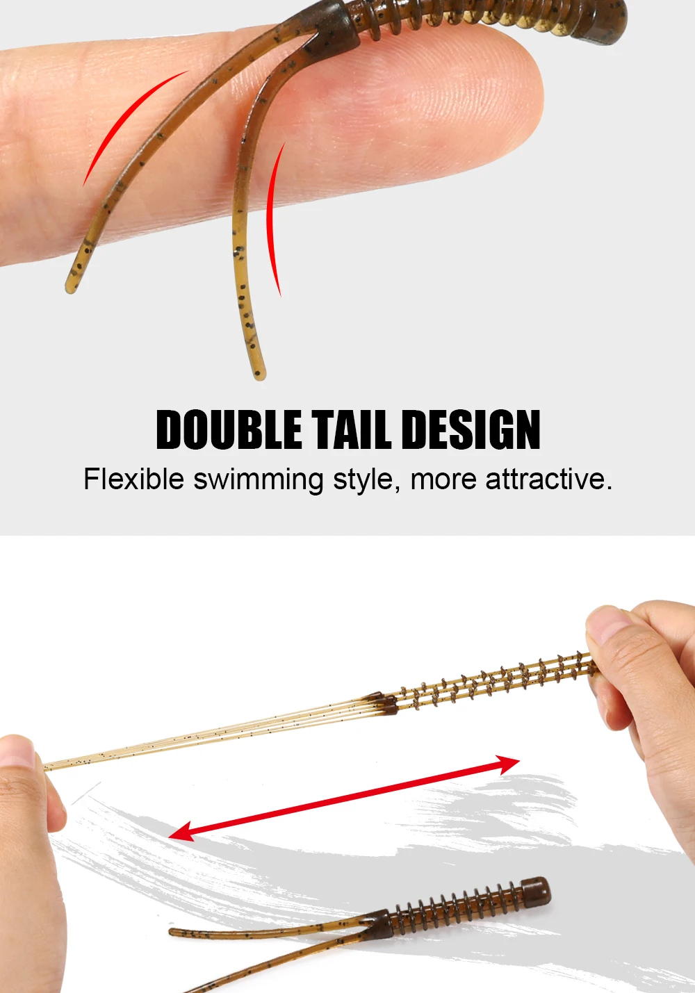 Palisander Ajing Weicher Köder 5,5 cm TPR Mini Kunststoff Schwimmender Swimbait Silikon Köder Doppelschwanz Wurm Felsenfischen Maden Bass Karpfen – Detail 3