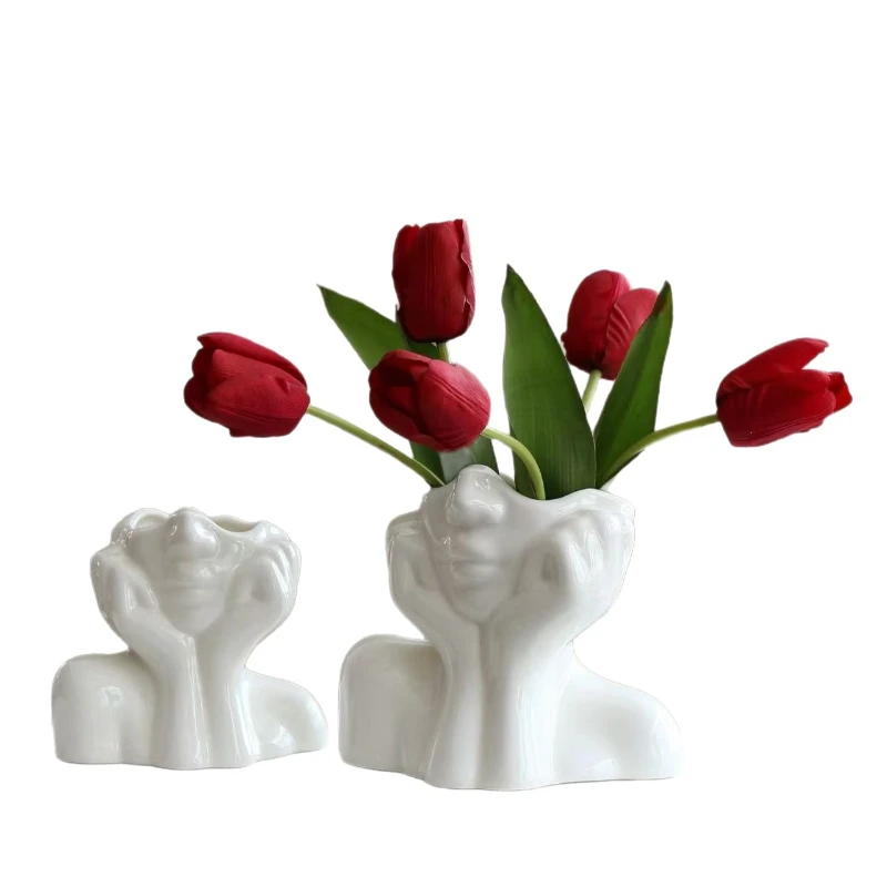

Home Resin Vase Gold White Black Human Body Shaping Art Flower Planter Personalized And Creative Decoration Handicrafts Ornament