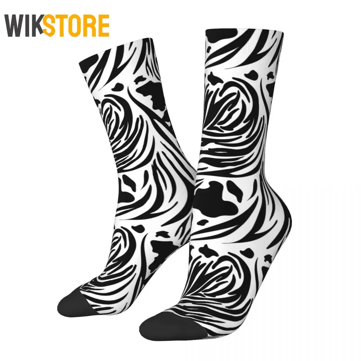 Colorful Cow Zebra Pattern Football Socks Middle Tube Socks for Unisex Breathable Cute Sock