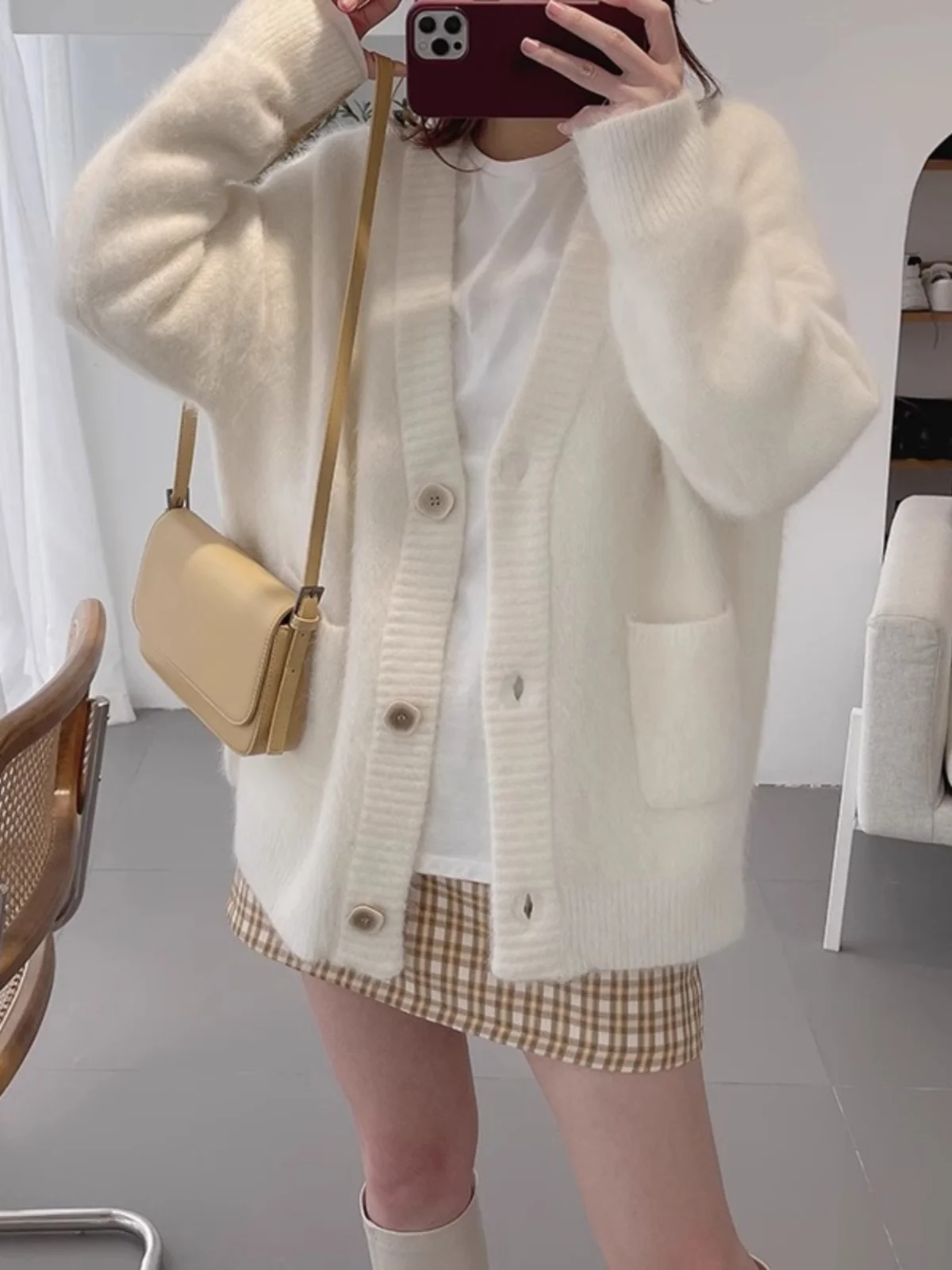 

Knitted Cardigan Women V-neck Loose Camisetas Versatile Buttons Sweater Ribbed Jacket Outerwears Streetwear T Shirt Long Sleeve