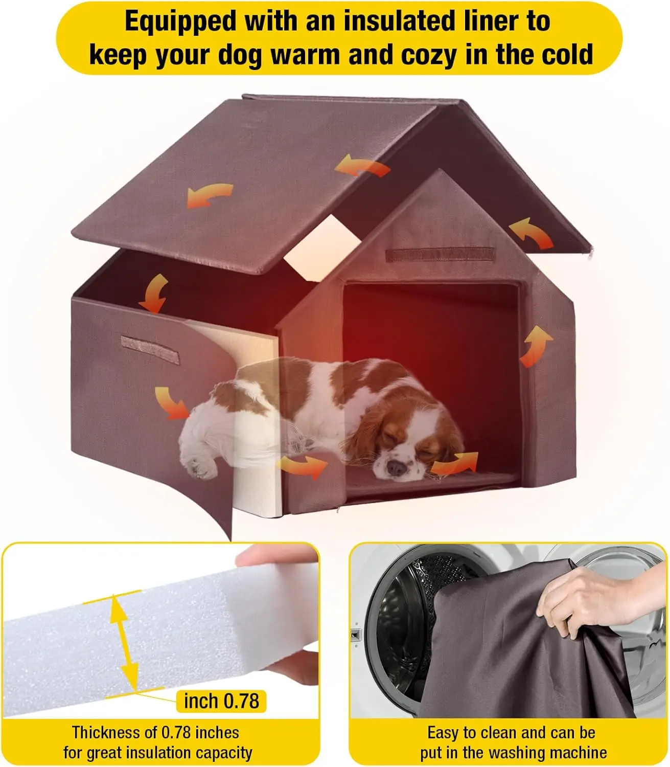 Dog House Outdoor Insulated Dog Kennel Outside for Large Breed 50.87