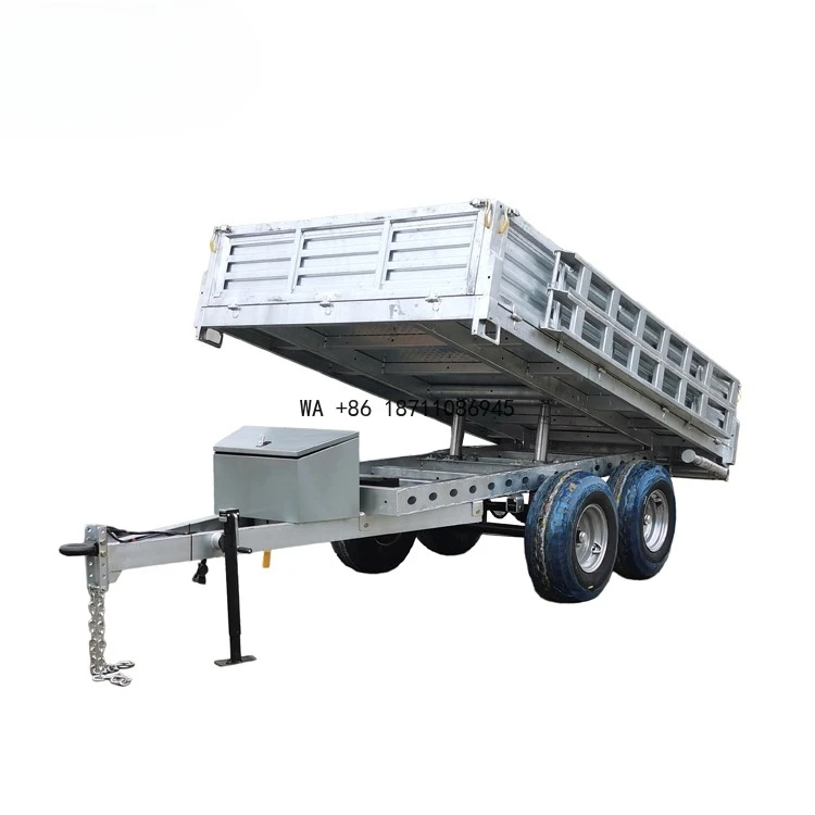 5T Hydraulic Farm Trailer Double Axle 4 Wheel Factory Direct Sale Agricultural Trailer