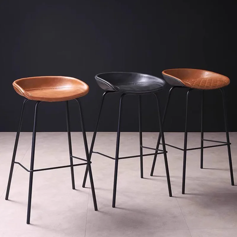 PU-leather Modern Bar Chairs Nordic Office Luxury High Stool Bar Chairs Reception Italian Design Bar Furniture Banqueta LLBC