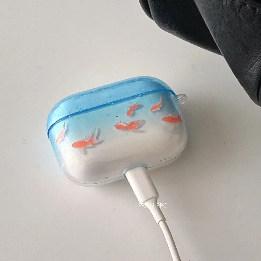 Custodia per auricolari con gradiente ornamentale Koi carino per Airpods 2 3 4 Custodia protettiva morbida in TPU per Airpod Pro 2 2nd Charge Box per cuffie