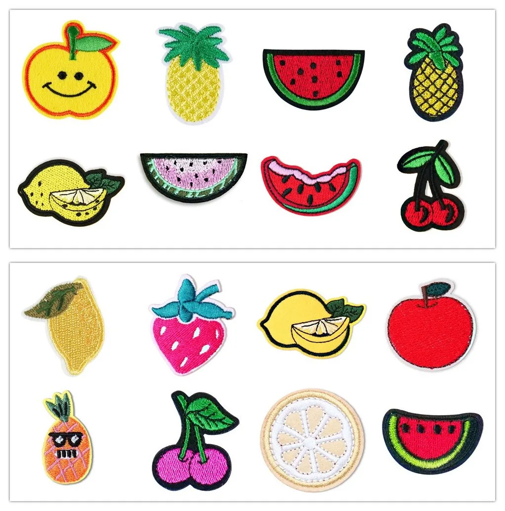 10 Pcs Mini Small Fruit Embroidery Patches Embroidered Clothing Hat Bag Shoe Repair Material Phone Gift Box Decor DIY Accessory