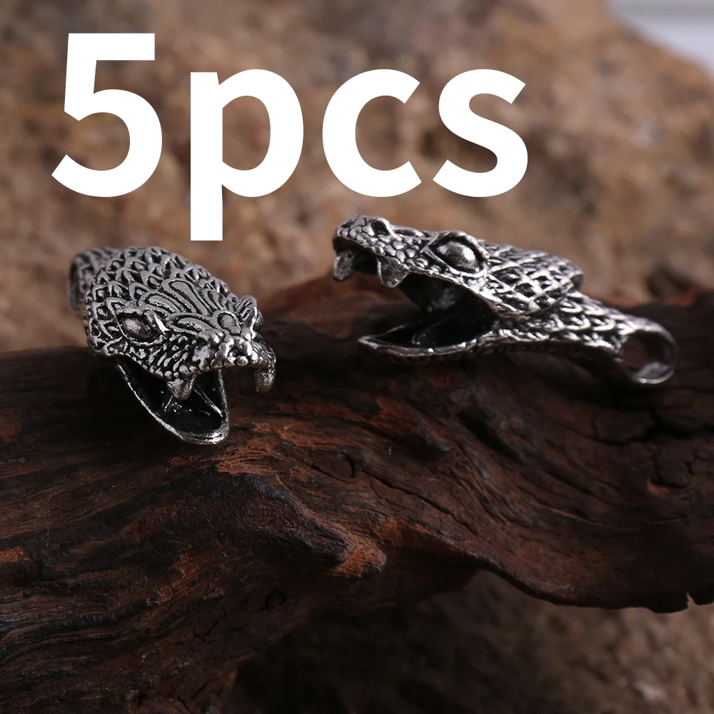5-Piece Set of Niche Handmade Accessories, Vintage Scale Snake Head Shaped Pendant Accessories, Suitable for DIY Bracelets, Necklaces, Earrings, and Pendants, Basic Materials for Niche DIY Jewelry