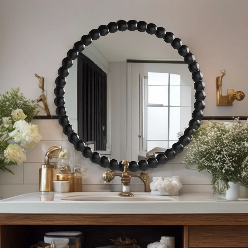 مرآة مستديرة من العصور الوسطى، مرآة حمام كلاسيكية، ديكور جدار سطح المكتب، خلفية المطعم، معلقة على الحائط #2