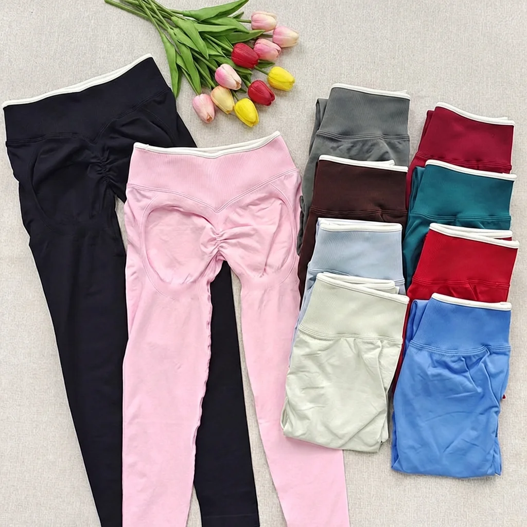 Nahtlose Yoga-Leggings für Damen, mittlere Taille, Push-Up, Fitness-Laufhose, hochelastisch, Hüftlift, Pilates, Gym, Sport-Leggings – Detail 19