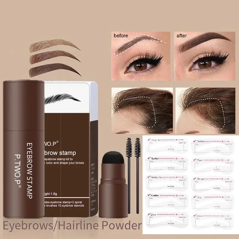 Heallor Professional Eye Brows Stencil Complete Eyebrow Powder Stamp Shaping Kit Makeup Brushes Waterproof Eyebrow Paint Eyebrow