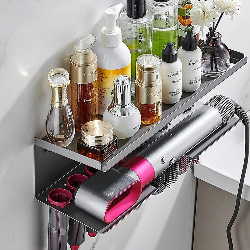 Dyson Curling Wand Wall Mount Hair Dryer Storage Hanging Rack No-Punch Bathroom Storage Hairdresser Bathroom Shelf