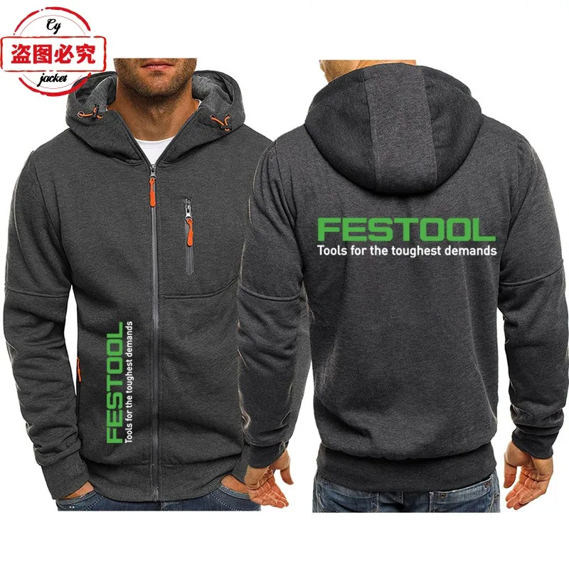 Festool Logo Workwear Jacket Men's Spring and Autumn Top Casual Hoodie Zipper Sweater Group Clothing