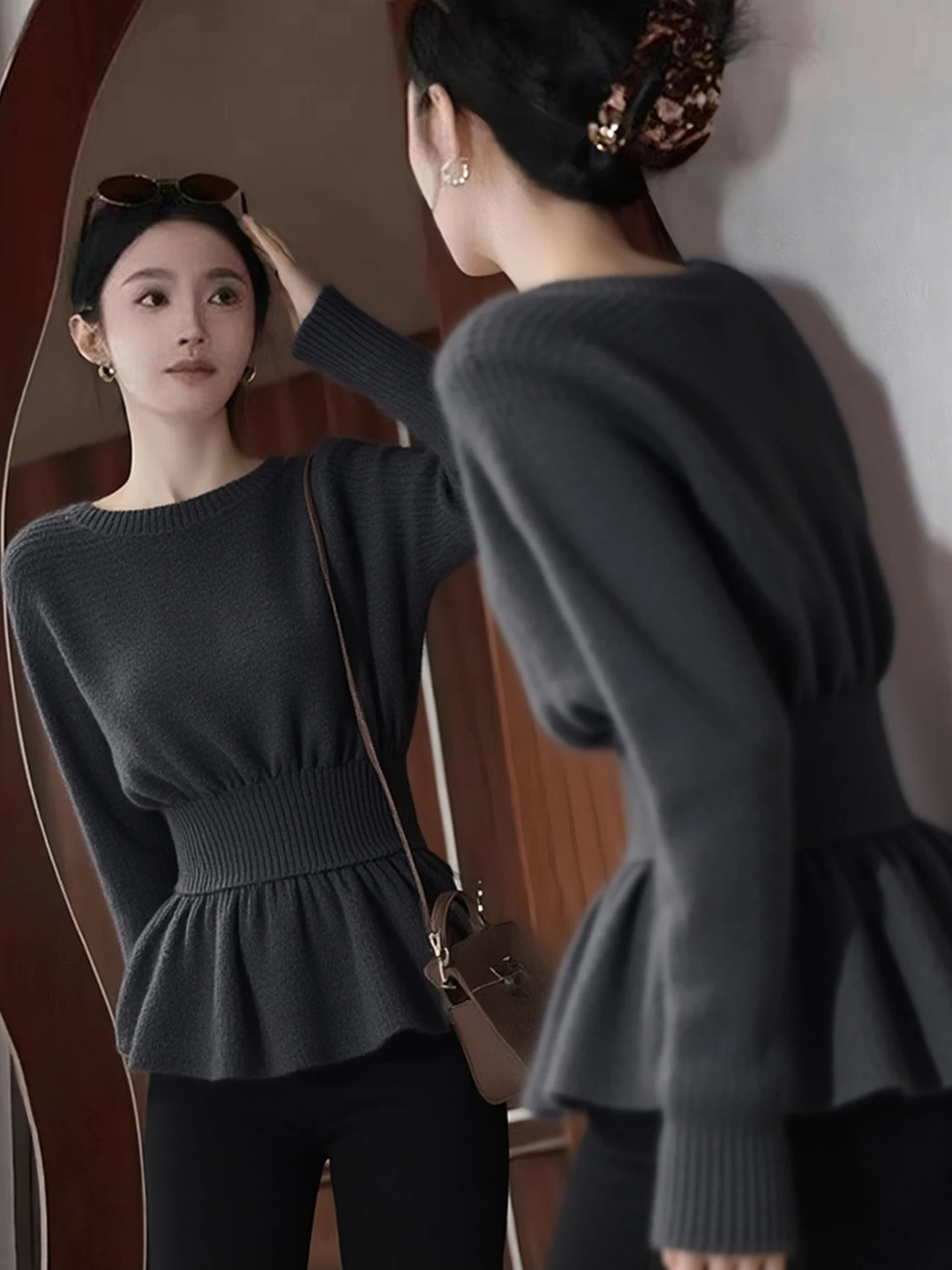 

Ele Long Sve Base irt Winter 2026 Design Sensation Age Reduction Faionable Knitted Top Women's Faion Woolen Sweater
