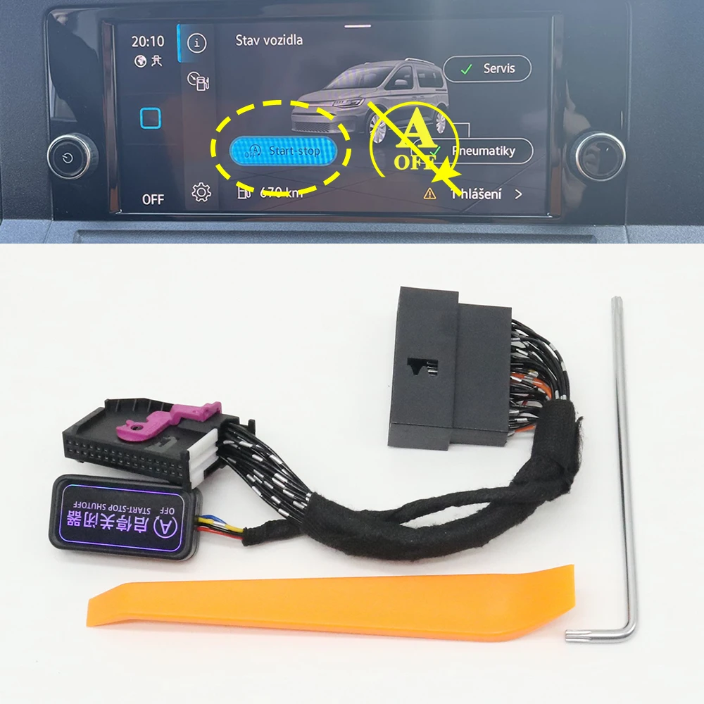 Auto Start Stop Engine System Off Eliminator Closer Disable Delete Canceller Cable Plug For VW Volkswagen Caddy MK5 2020-2024