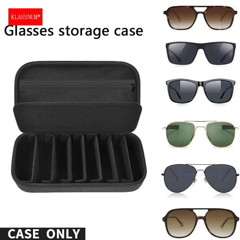 

KLASSNUM Регулируемый 7-слотовый жесткий футляр для хранения солнцезащитных очков, мужской дорожный держатель для солнцезащитных очков, портативный органайзер для очков с твердым корпусом