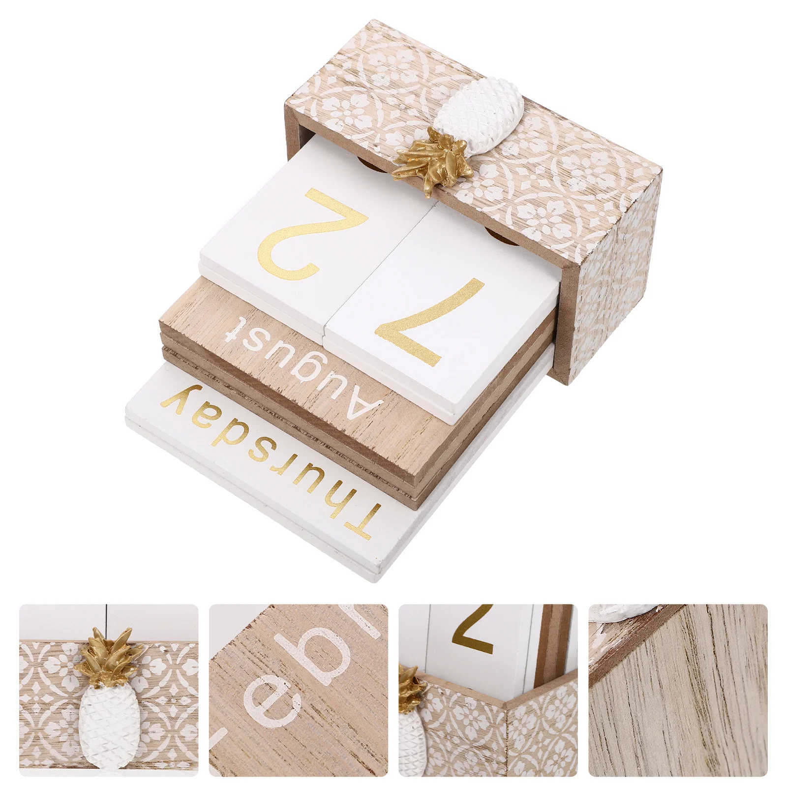 1 set calendario in legno ornamento decorazione creativa da scrivania casa ufficio desktop artigianale calendario da tavolo funzionale ornamento decorativo