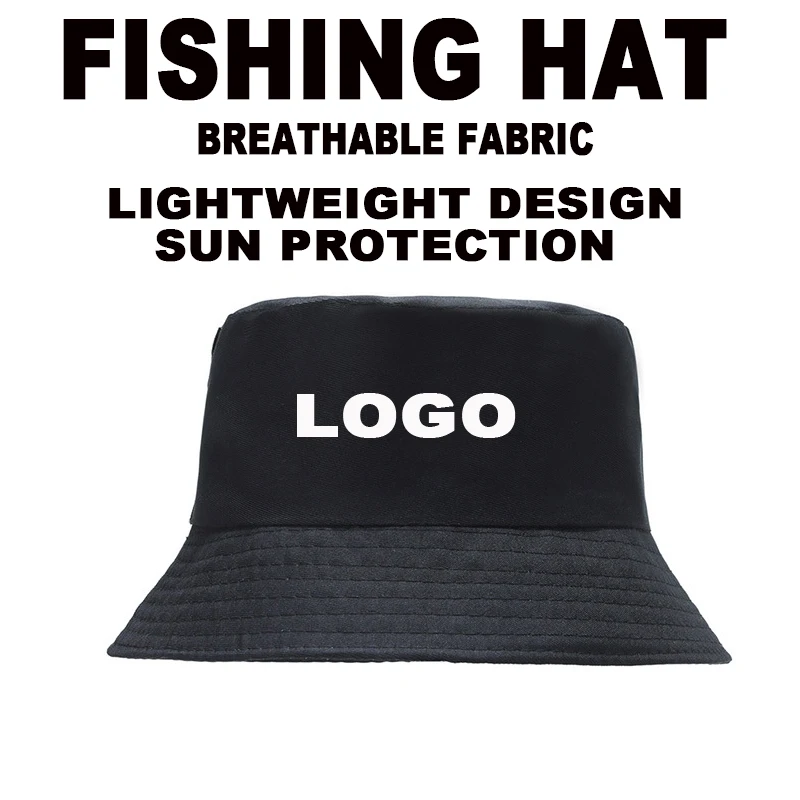 Custom Logo Fishing Bucket Hat Breathable Sun Protection Lightweight Outdoor Fisherman Cap for Men Women