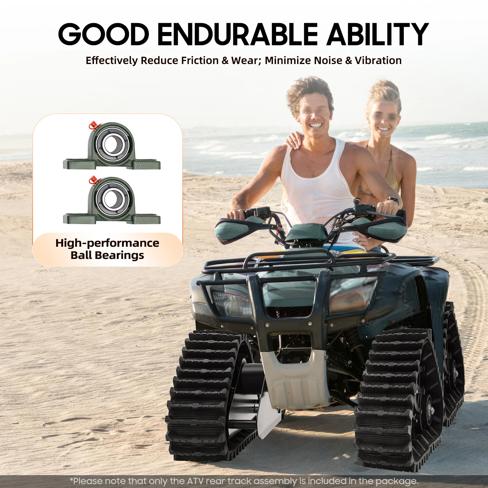 Atv Rear Axle with Rotatable Triangle Wheels, Metal Construction, Large Tire Surface, Brake Disc for Safety, Efficient Power Del