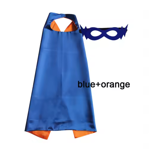 Superhero Capes with Mask REVERSIBLE Two Colored Child Cape Birthday Party Favor Satin Solid Capes Boys Girls Satin Capes - Image 18