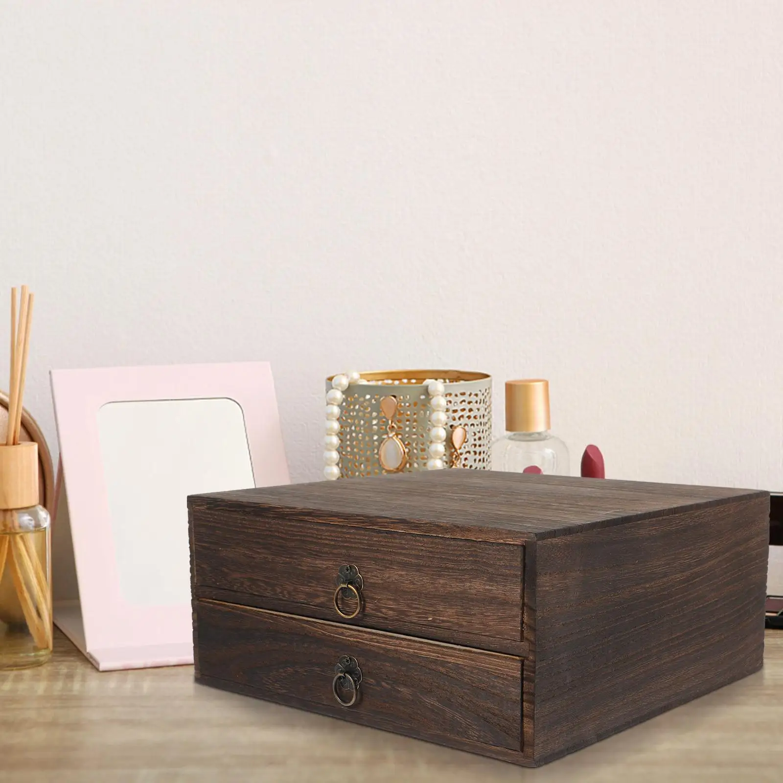 Multi-layer Storage Box Wooden Organizer Drawer Type Compact Size Strong Load-bearing Sundries Box Jewelry Packaging Display
