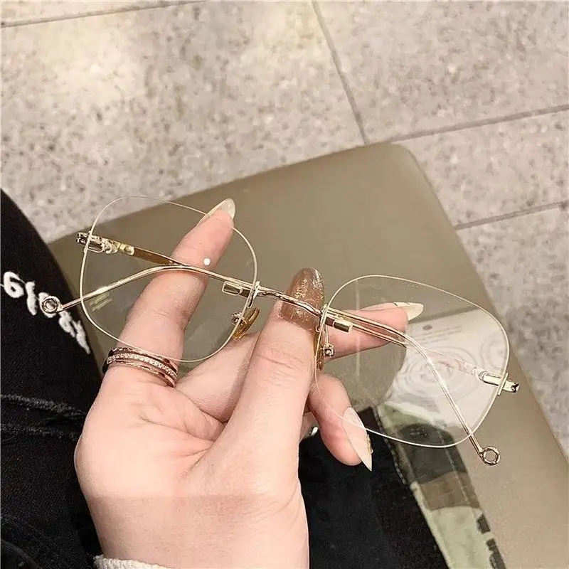Exquisite Borderless Abstinence Glasses Fashionable Anti Blue Light Korean Version Internet Famous High-end Gold Wire Glasses