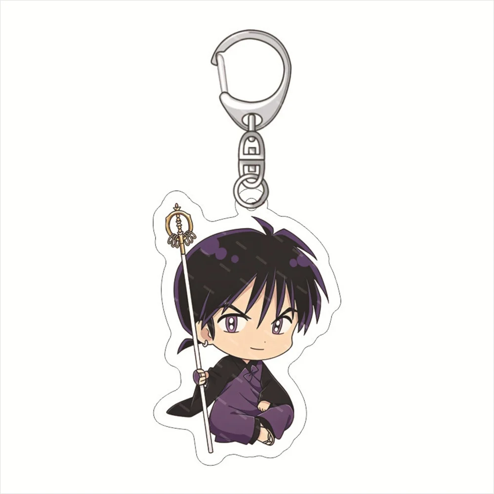 New Classic Anime Inuyasha Keychains Cartoon Figures Higurashi Kagome Sesshoumaru Miroku Acrylic Keyring Collection firend Gift view 4